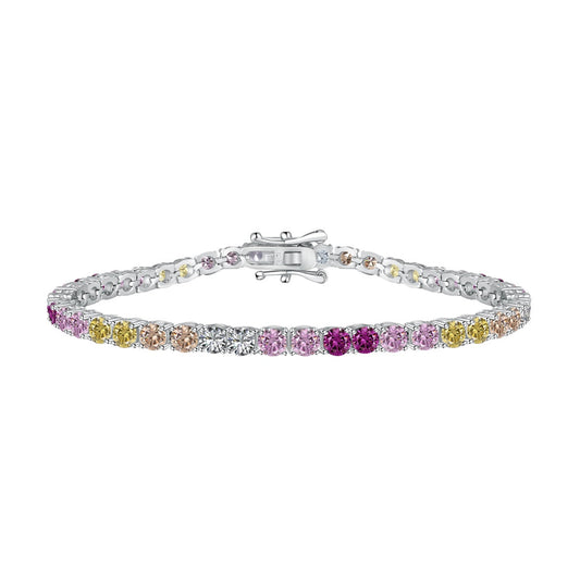 [Lumina Jewelry]Radiant Colorful Round Cut Tennis Bracelet
