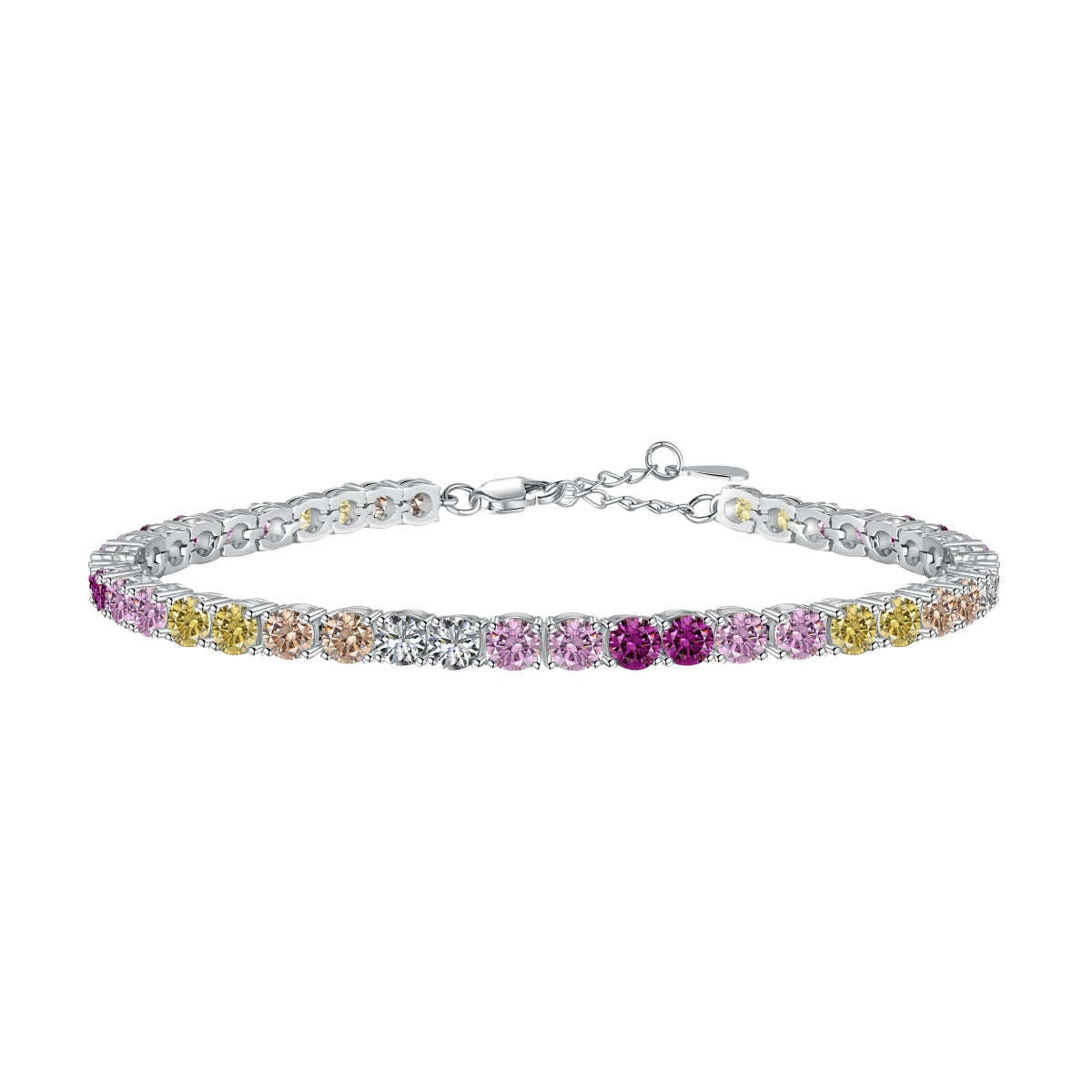 [Lumina Jewelry]Radiant Colorful Round Cut Tennis Bracelet