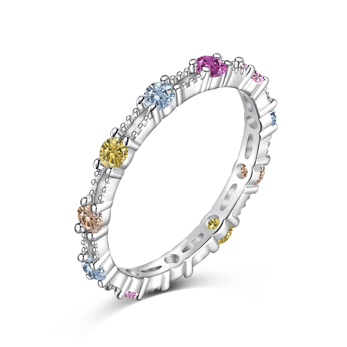 [Lumina Jewelry]Sparkling Colorful Round Cut Tennis Ring