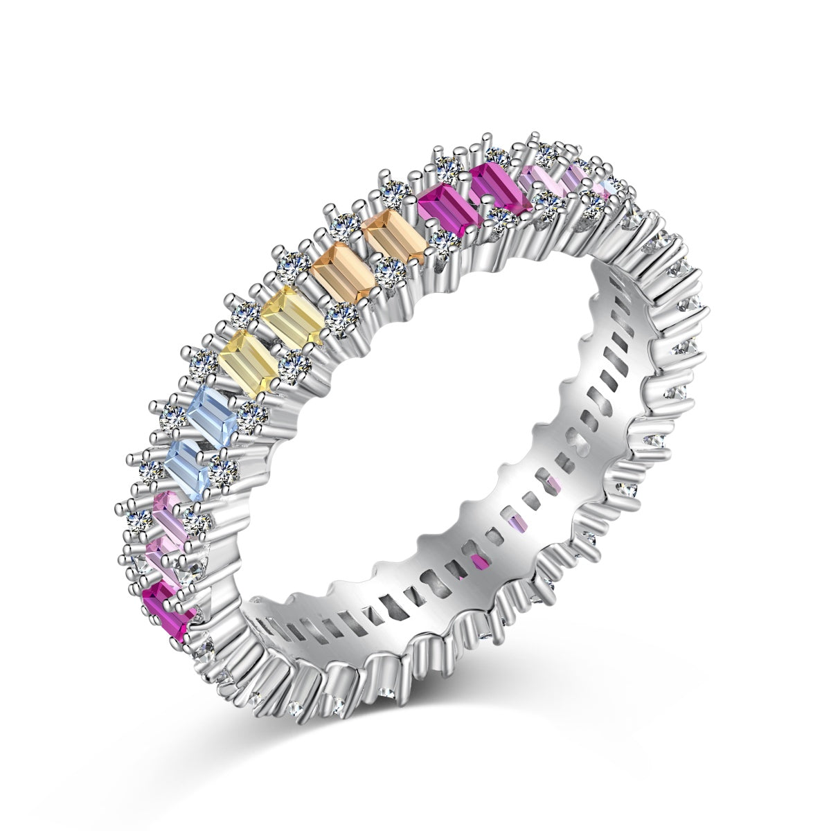 [Lumina Jewelry]Splashy Ornate Emerald Cut Cocktail Ring