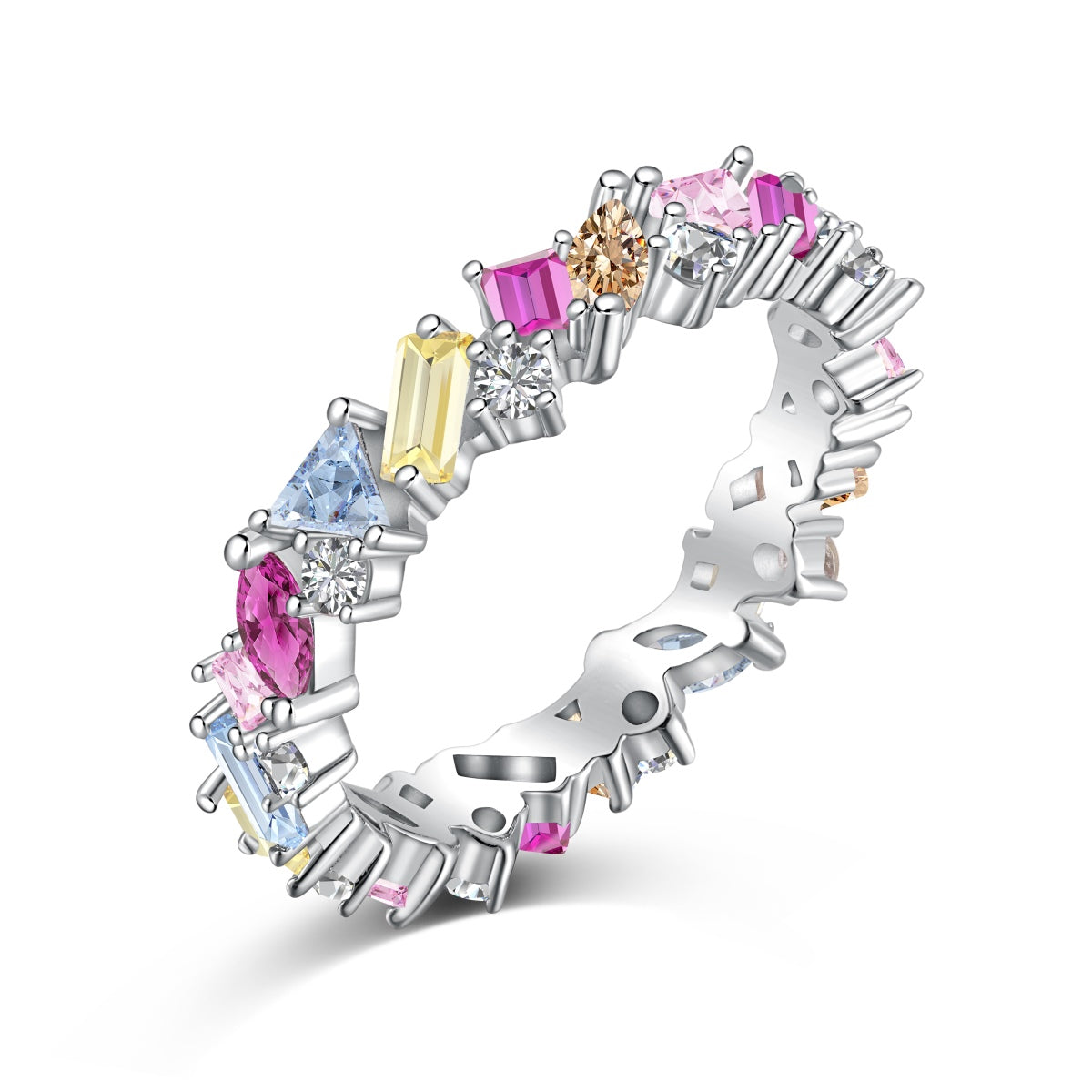 [Lumina Jewelry]Dazzling Polychromatic Multi cut Daily Ring
