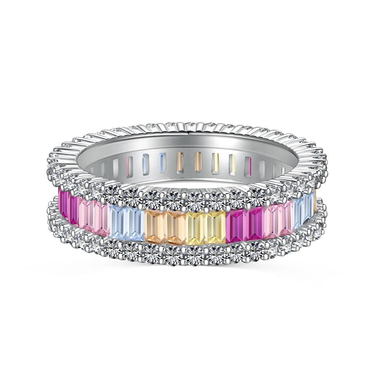 [Lumina Jewelry]Dainty Kaleidoscopic Emerald Cut Daily Ring