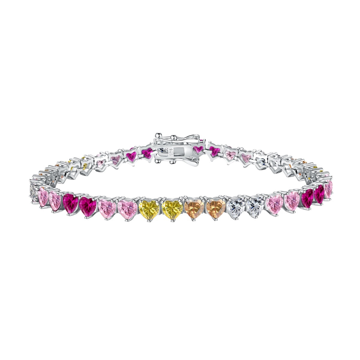 [Lumina Jewelry]Luxurious Colorful Romantic Heart Shape Lover Bracelet