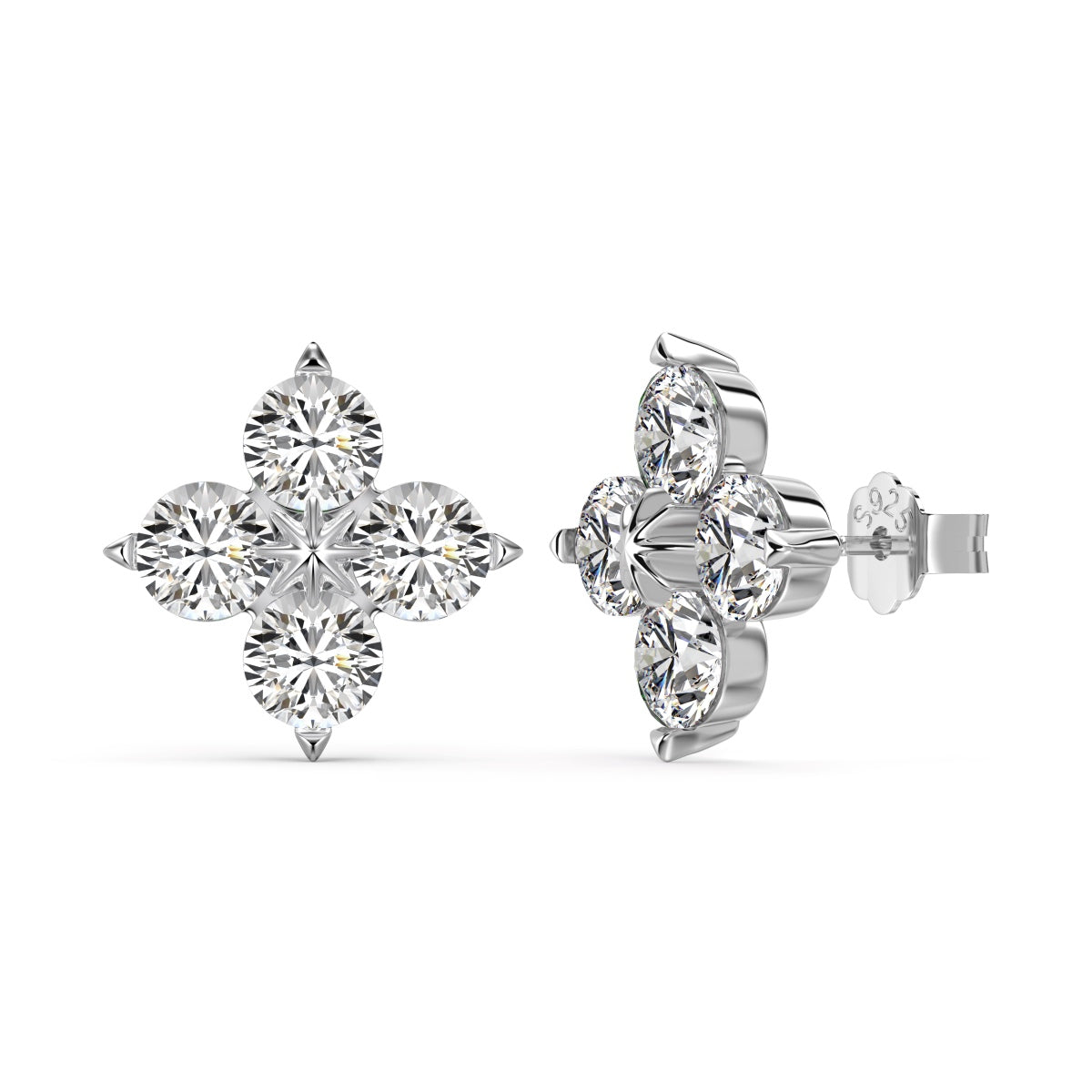 [Lumina Jewelry]Four-Leaf Clover Eight-Pointed Star Earrings