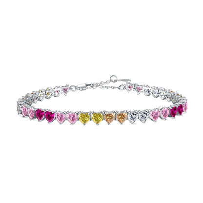 [Lumina Jewelry]Luxurious Colorful Romantic Heart Shape Lover Bracelet