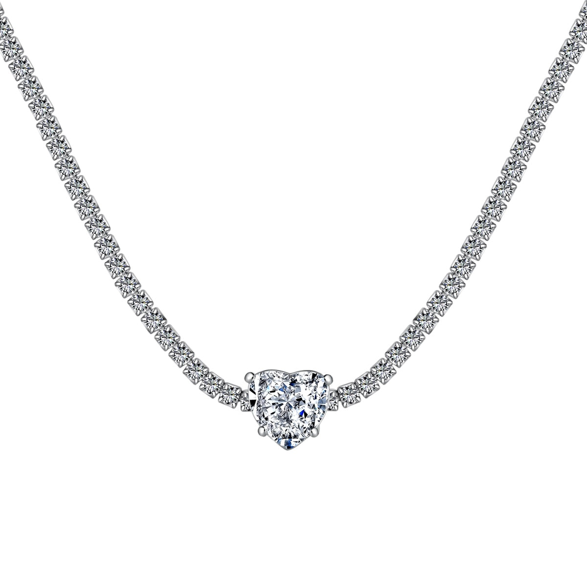 [Lumina Jewelry]2.0 Carat Sparkling Tennis Heart Cut Necklace