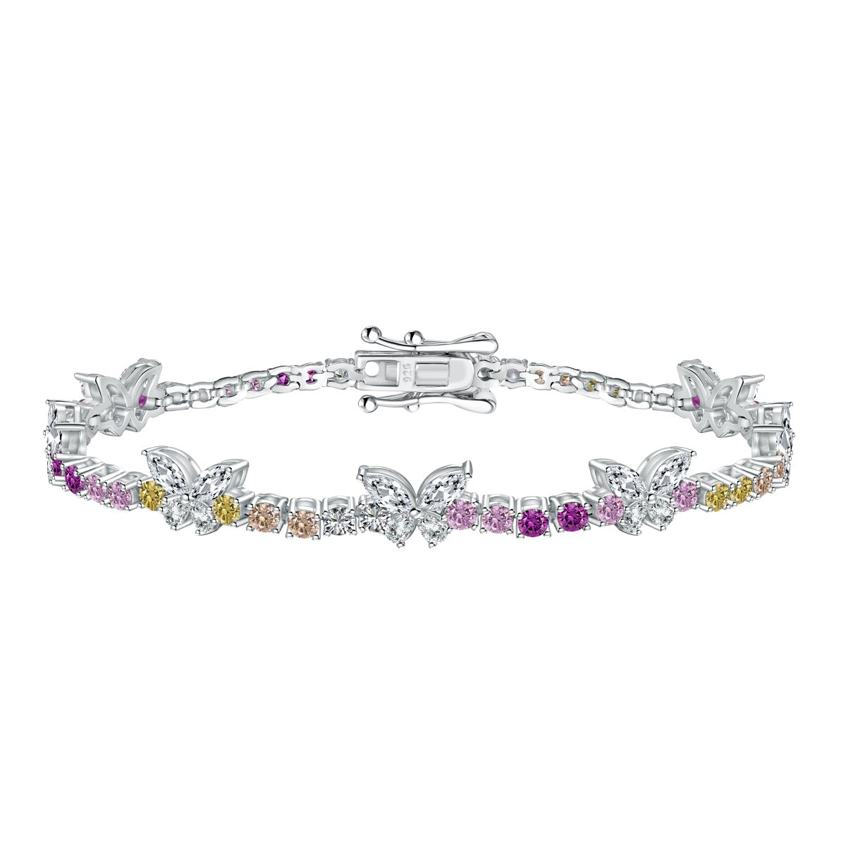 [Lumina Jewelry]Ornate Colorful Butterfly Shape Round Cut Daily Bracelet