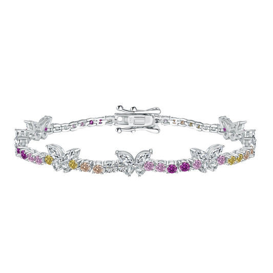 [Lumina Jewelry]Ornate Colorful Butterfly Shape Round Cut Daily Bracelet