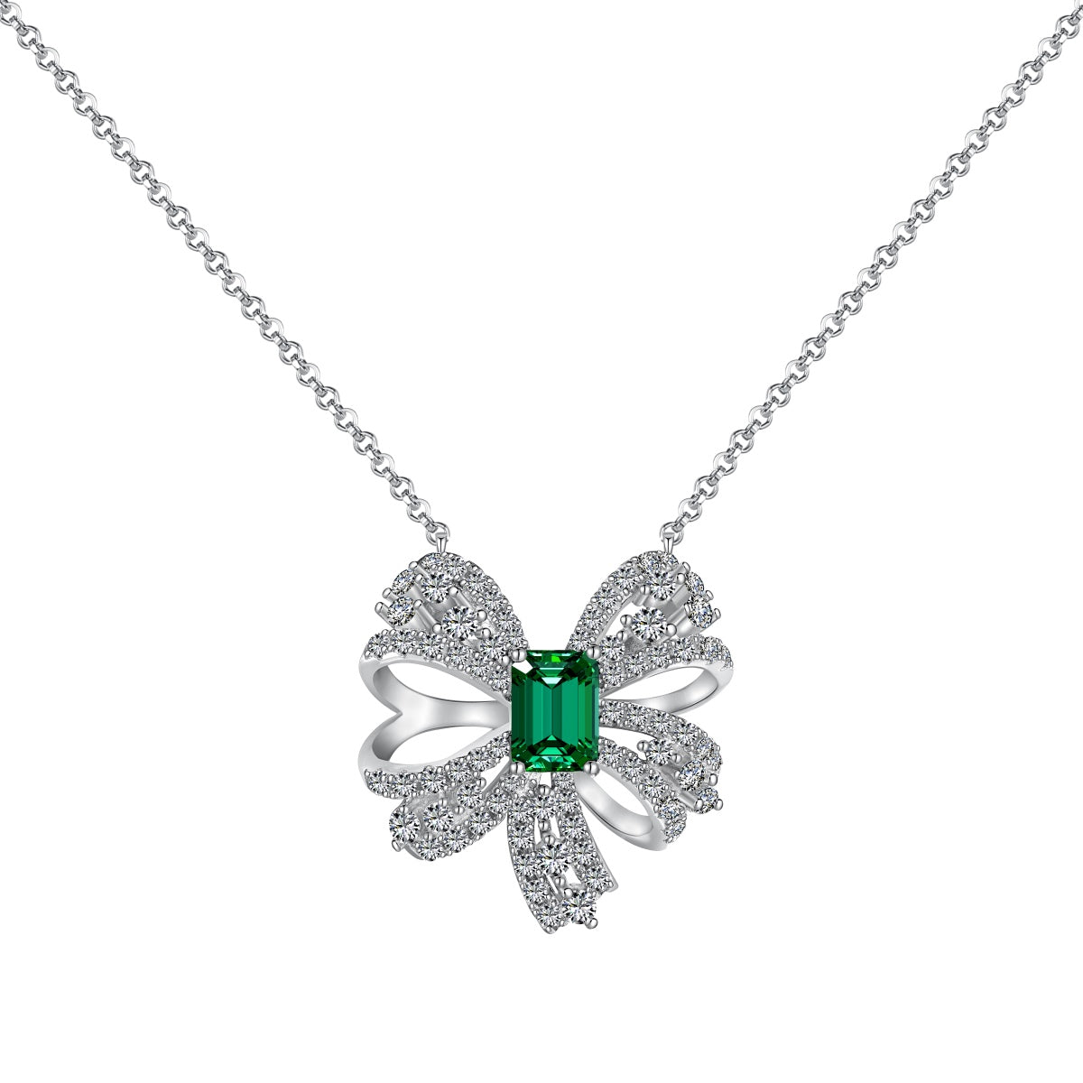 [Lumina Jewelry]Luxurious Flower Shape Emerald Cut Necklace