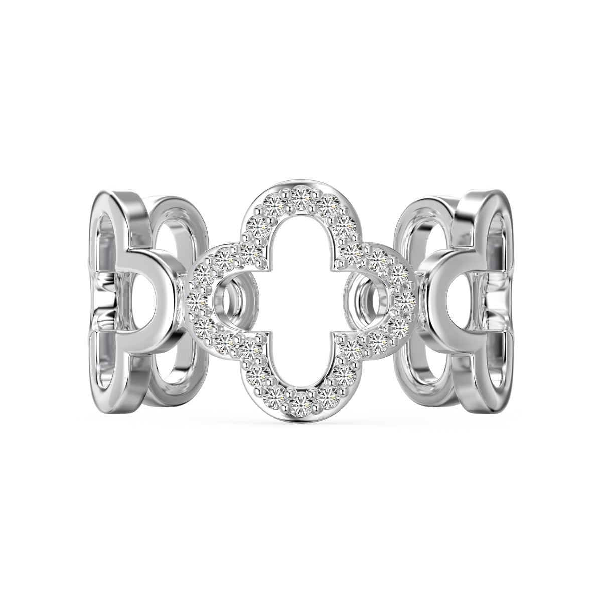 [Lumina Jewelry]Hollow Design Four-Leaf Clover Flower Shape Ring