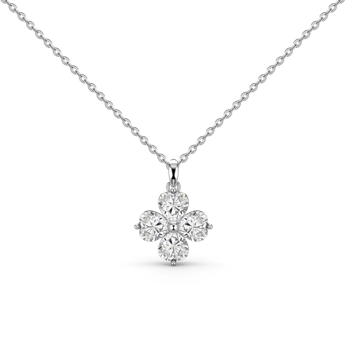 [Lumina Jewelry]Heart-Shaped Four-Leaf Clover Bead Necklace