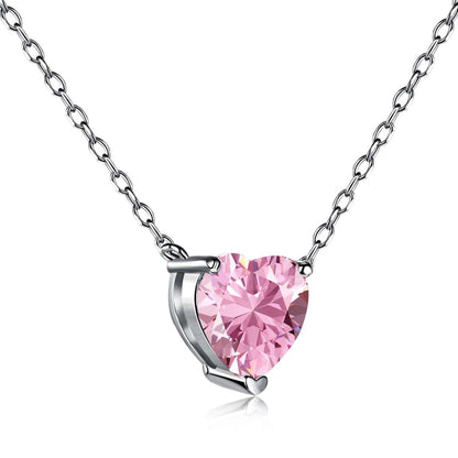 [Lumina Jewelry]Heart Shape Main Stone Pendant Collarbone Necklace