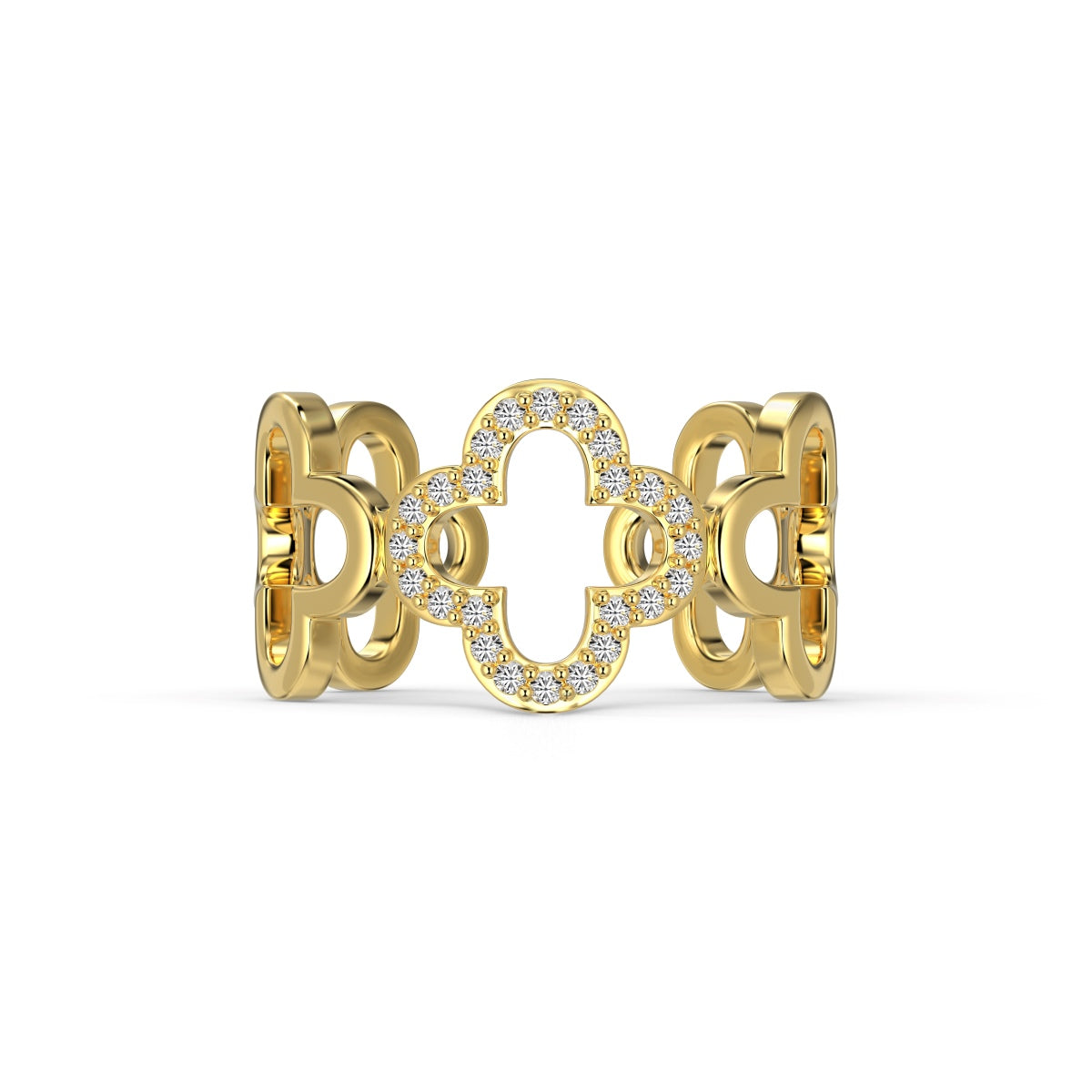 [Lumina Jewelry]Hollow Design Four-Leaf Clover Flower Shape Ring