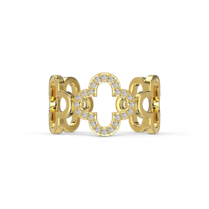 [Lumina Jewelry]Hollow Design Four-Leaf Clover Flower Shape Ring