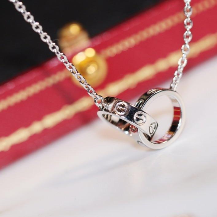 [Lumina]LOVE NECKLACE PINK GOLD AND SILVER
