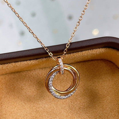 [Lumina]TRINITY NECKLACE SILVER GOLD PINK GOLD DIAMONDS