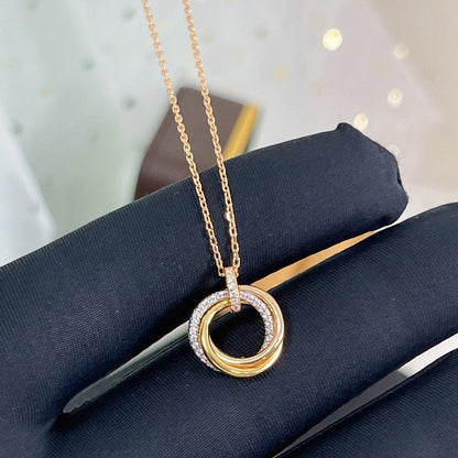 [Lumina]TRINITY NECKLACE SILVER GOLD PINK GOLD DIAMONDS