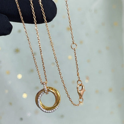 [Lumina]TRINITY NECKLACE SILVER GOLD PINK GOLD DIAMONDS