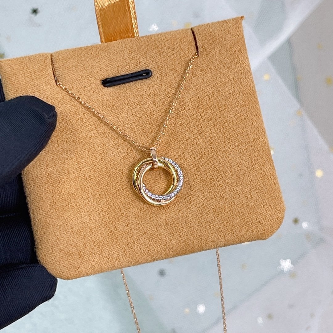 [Lumina]TRINITY NECKLACE SILVER GOLD PINK GOLD DIAMONDS