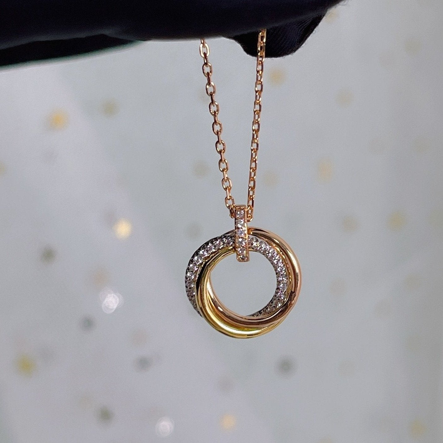 [Lumina]TRINITY NECKLACE SILVER GOLD PINK GOLD DIAMONDS
