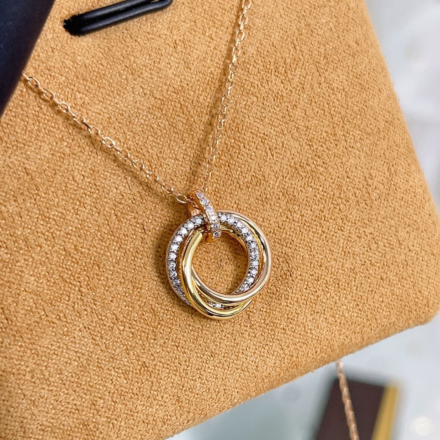 [Lumina]TRINITY NECKLACE SILVER GOLD PINK GOLD DIAMONDS