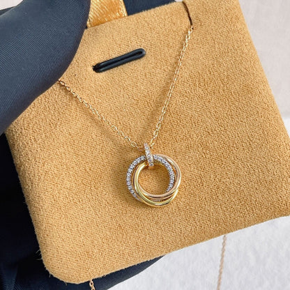 [Lumina]TRINITY NECKLACE SILVER GOLD PINK GOLD DIAMONDS