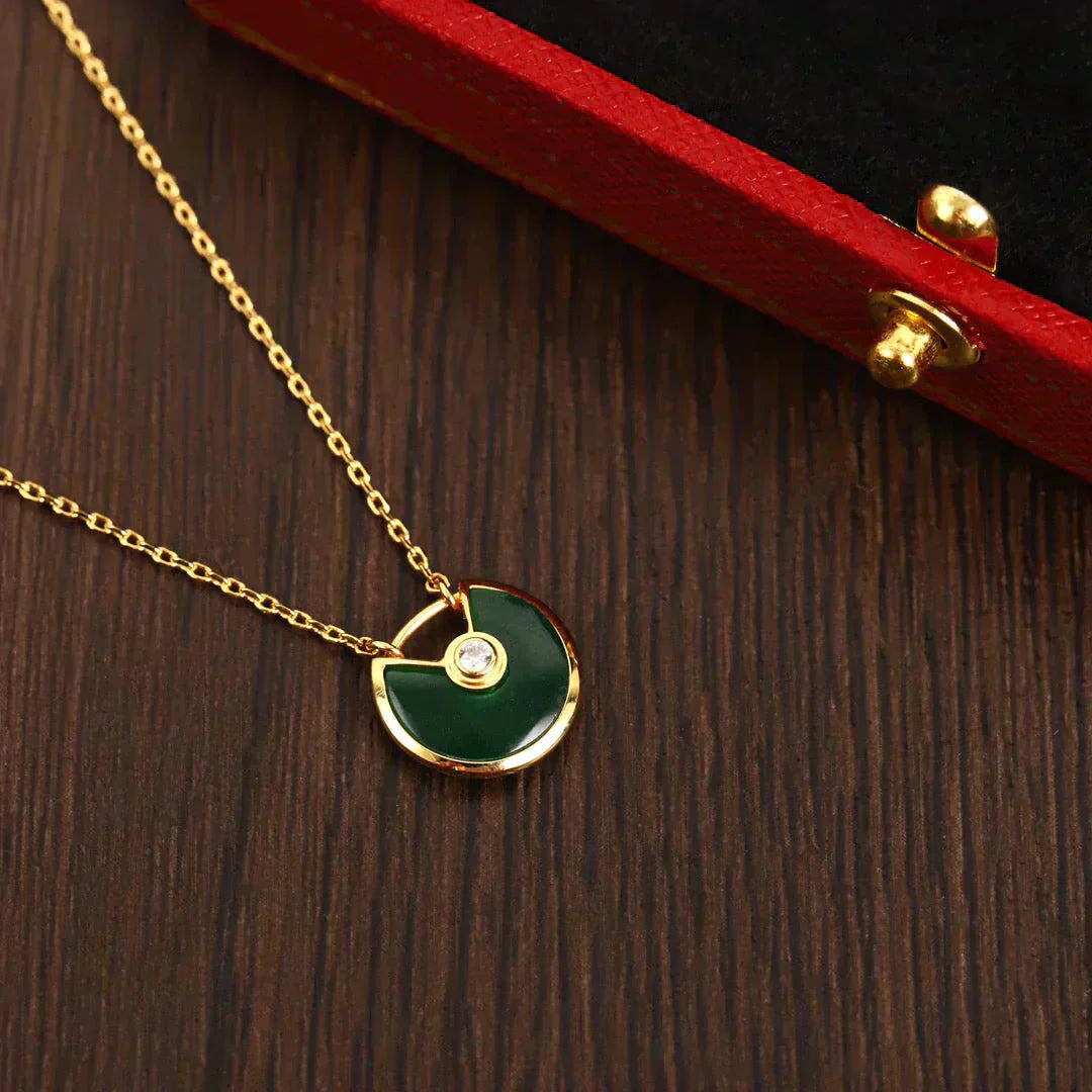 [Lumina]AMULETTE GOLD MALACHITE NECKLACE