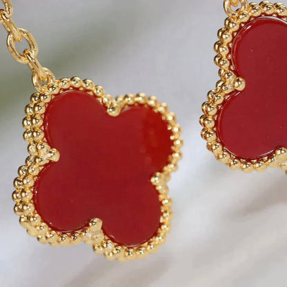 [Lumina]CLOVER  2 MOTIF  TIGER EYE CARNELIAN EARRINGS