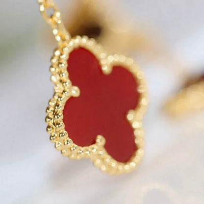 [Lumina]CLOVER  2 MOTIF  TIGER EYE CARNELIAN EARRINGS