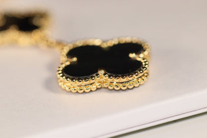 [Lumina]CLOVER EARRINGS GOLD ONYX MOP 3 MOTIF