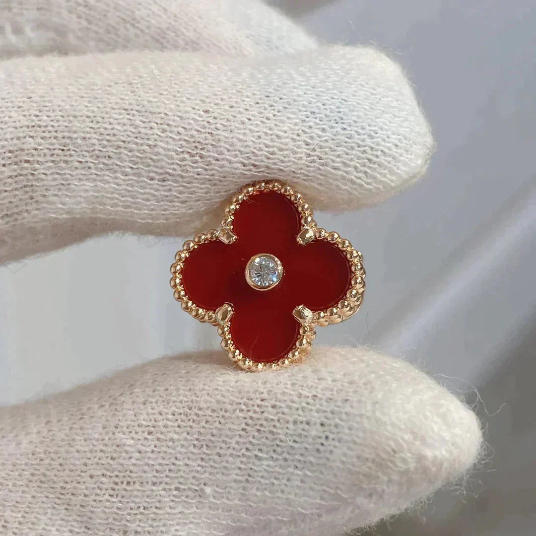 [Lumina]CLOVER MEDIUM 1 MOTIFS CARNELIAN  DIAMOND earrings