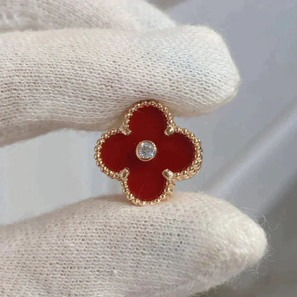 [Lumina]CLOVER MEDIUM 1 MOTIFS CARNELIAN  DIAMOND earrings
