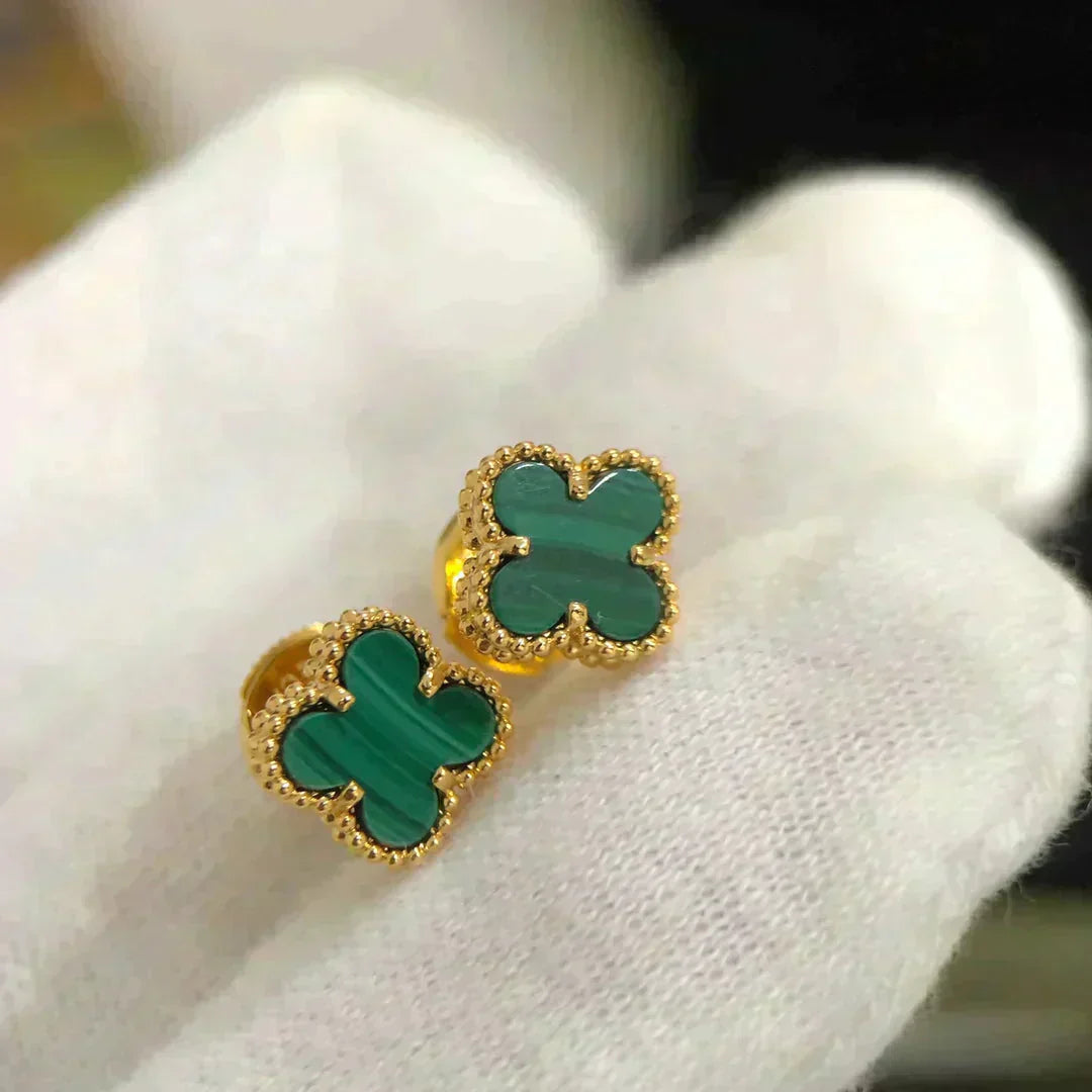 [Lumina]CLOVER MINI 9.5MM MALACHITE  EARRINGS