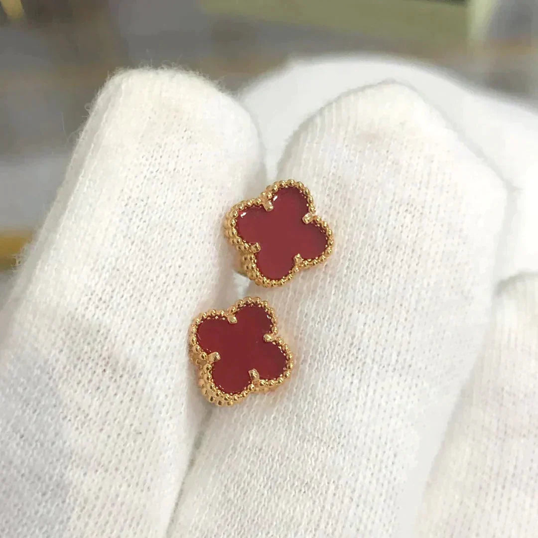 [Lumina]CLOVER MINI 9.5MM CARNELIAN EARRINGS