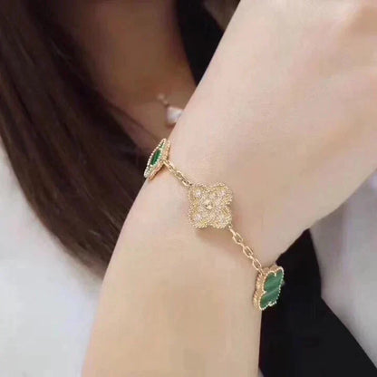 [Lumina] CLOVER 5 MOTIF MALACHITE BRACELET COLLECTION
