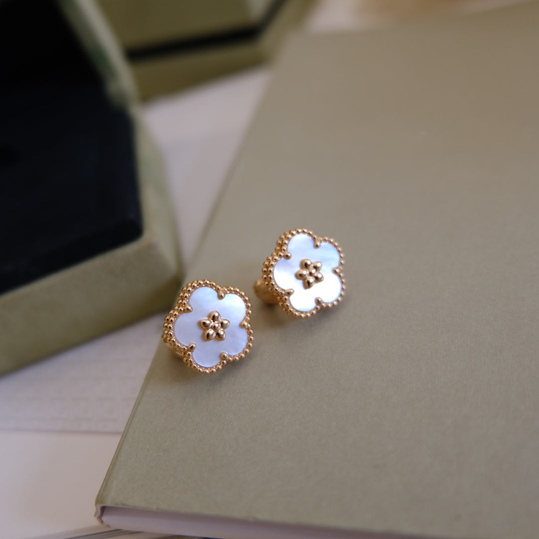 [Lumina]LUCKY PINK GOLD WHITE MOP EARRINGS