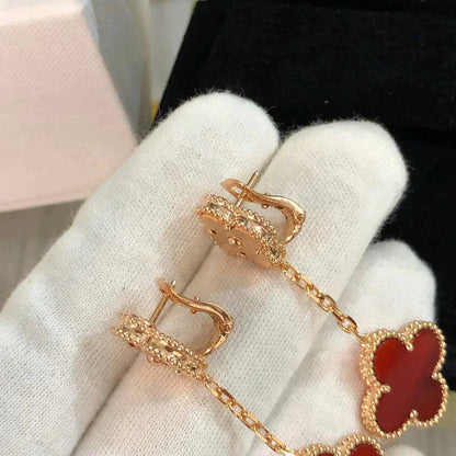 [Lumina]CLOVER 2 MOTIF  LASER CARNELIAN EARRINGS