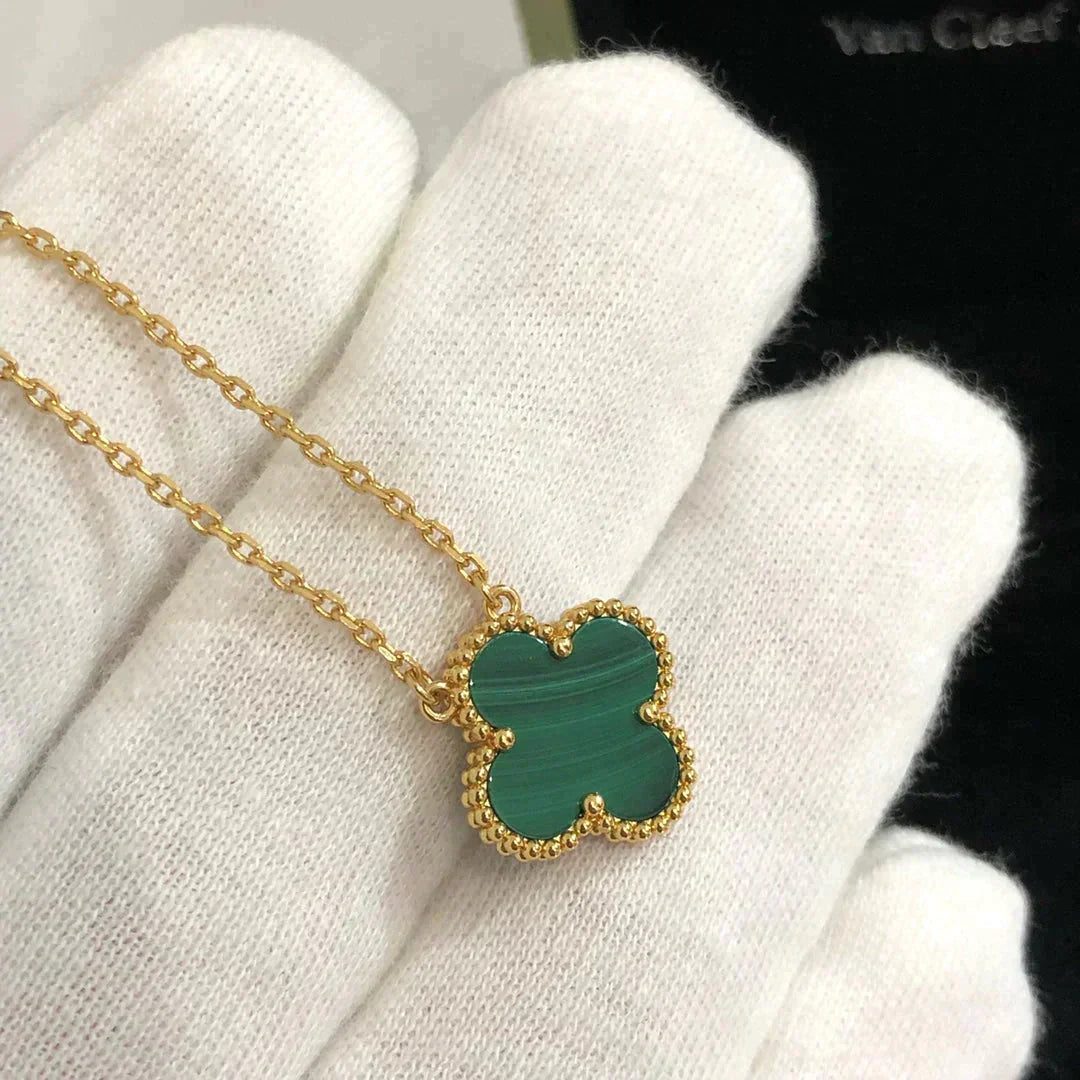 [Lumina]CLOVER 15MM MALACHITE SINGLE FLOWER  NECKLACE