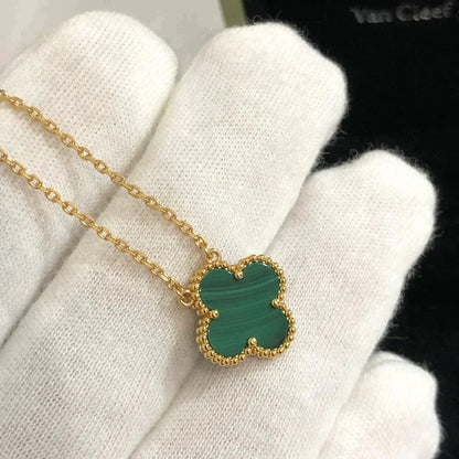 [Lumina]CLOVER 15MM MALACHITE SINGLE FLOWER  NECKLACE