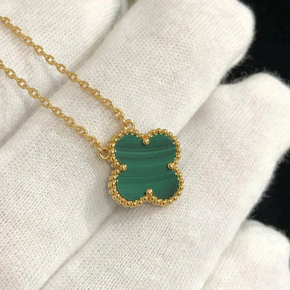 [Lumina]CLOVER 15MM MALACHITE SINGLE FLOWER  NECKLACE