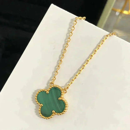 [Lumina]CLOVER 15MM MALACHITE SINGLE FLOWER  NECKLACE