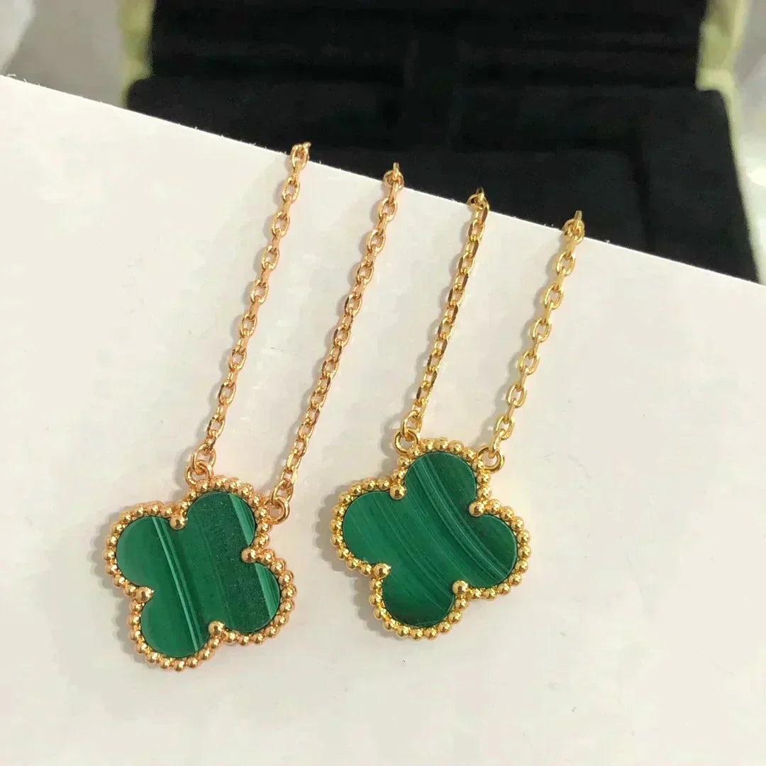 [Lumina]CLOVER 15MM MALACHITE SINGLE FLOWER  NECKLACE