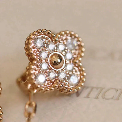[Lumina]CLOVER MEDIUM 1 MOTIFS FUll DIAMOND EARRINGS