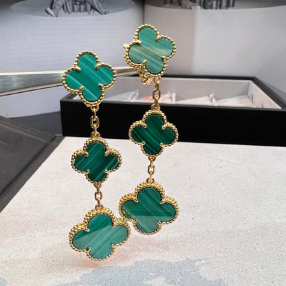 [Lumina]CLOVER MALACHITE 3 MOTIFS GOLD