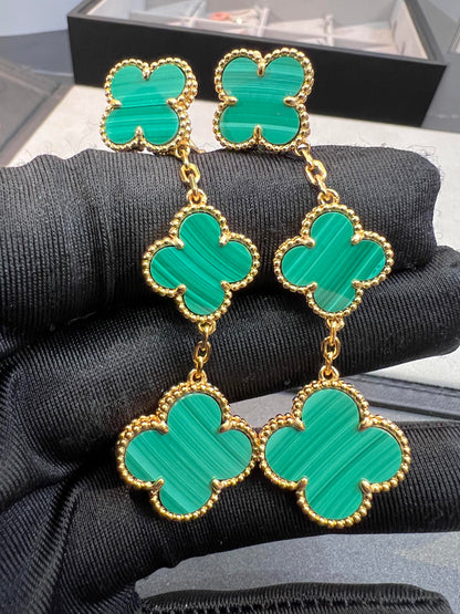 [Lumina]CLOVER MALACHITE 3 MOTIFS GOLD