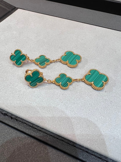 [Lumina]CLOVER MALACHITE 3 MOTIFS GOLD