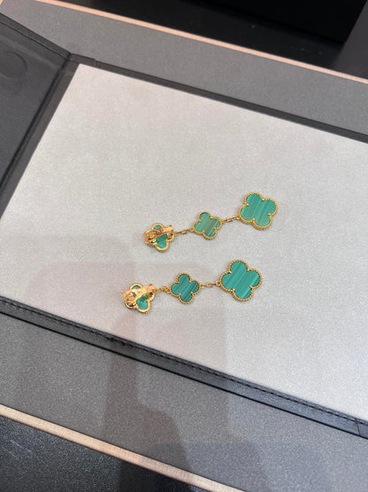 [Lumina]CLOVER MALACHITE 3 MOTIFS GOLD