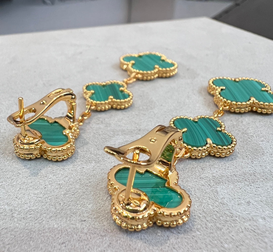 [Lumina]CLOVER MALACHITE 3 MOTIFS GOLD