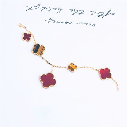 [Lumina]CLOVER BRACELET 5 MOTIFS CARNELIAN TIGER EYE