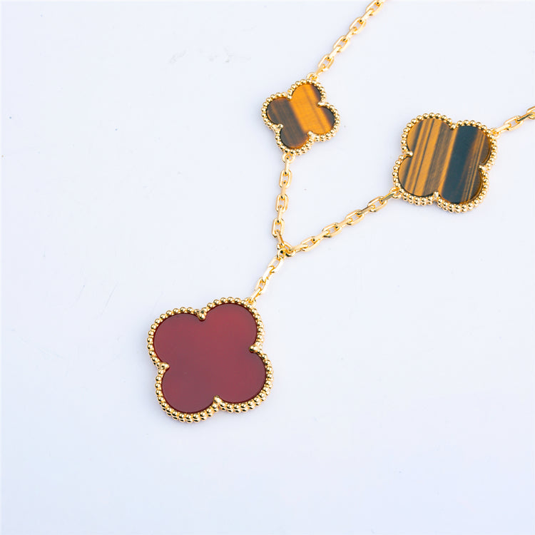 [Lumina]CLOVER BRACELET 5 MOTIFS CARNELIAN TIGER EYE